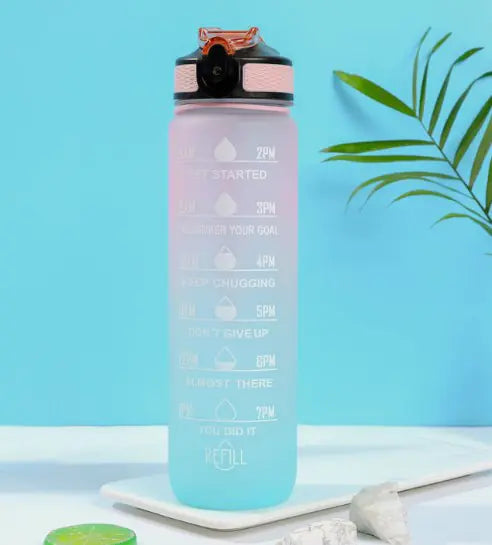 1L Gradient Motivational Water Bottle for Fitness & Travel